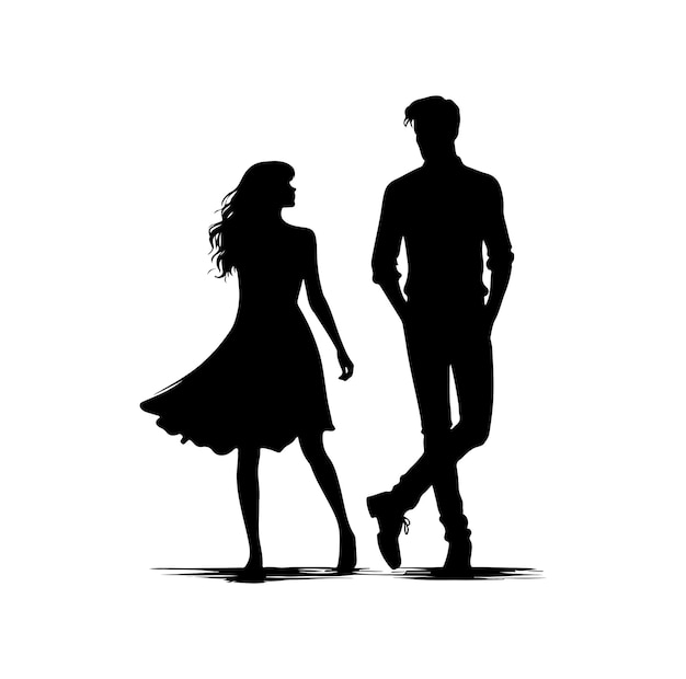 Couple standing vector Vector silhouettes of man and a woman