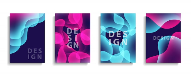 Covers design set with abstract fluid shapes. Liquid color backgrounds collection. Templates for brochures, posters, banners and cards