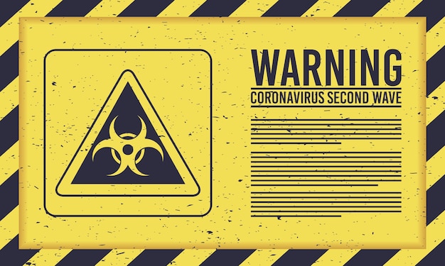 Vector covid19 second wave campaign with biohazard sign