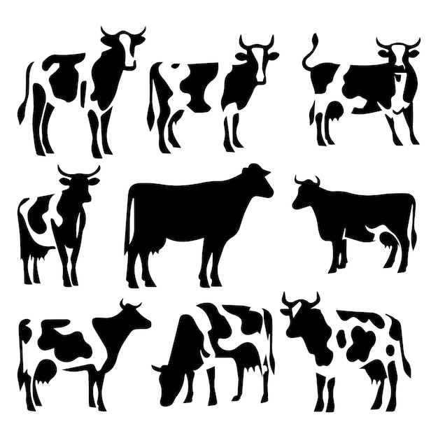 Vector cow black silhouette vector isolated on white background design