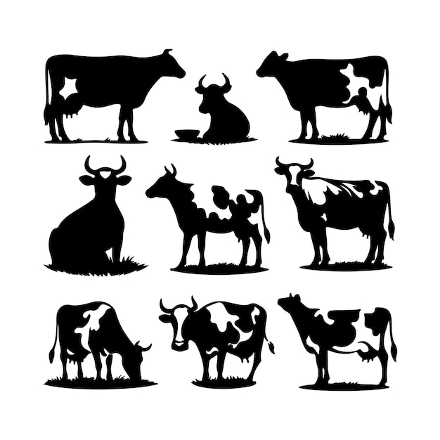 Vector cow black silhouette vector isolated on white background design