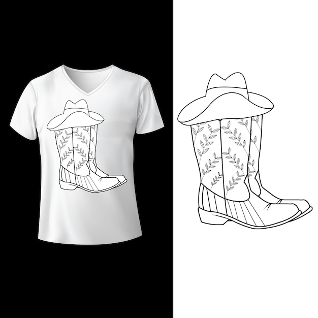 Vector cowboy boot t shirt design