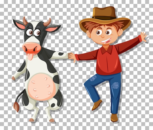 A cowboy and cow dancing together