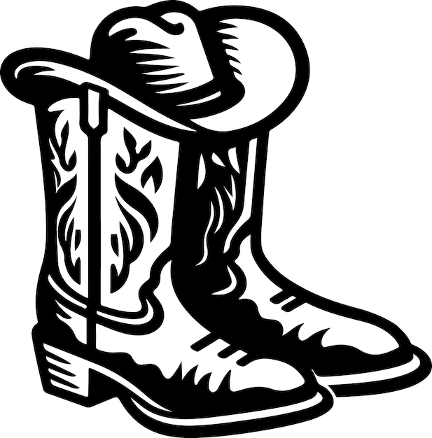 Vector cowgirl and cowboy boots silhouette