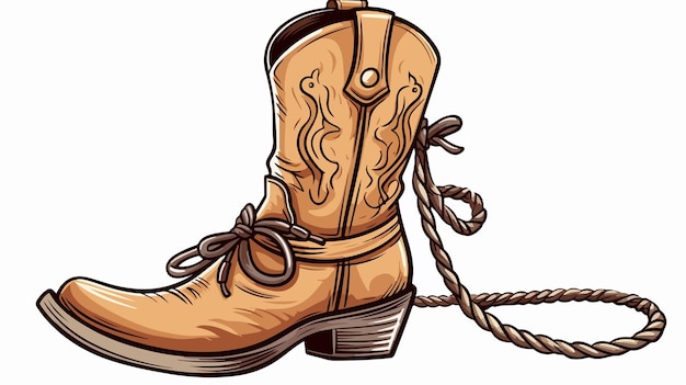 Vector cowgirl rope and boot cartoon vector illustration