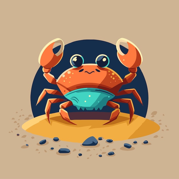 Crab character logo mascot in vector cartoon style illustration sea animal