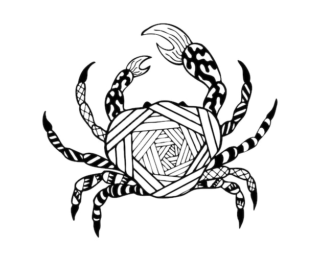 Crab sketch stylized design For stickers tattoos and designs Vector isolated background