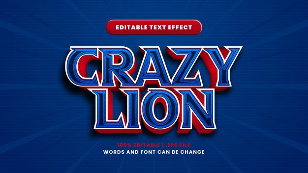 Crazy lion editable text effect in modern 3d style