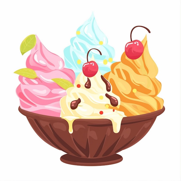 Vector cream vector sweet food ice dessert illustration cone summer waffle isolated chocolate c