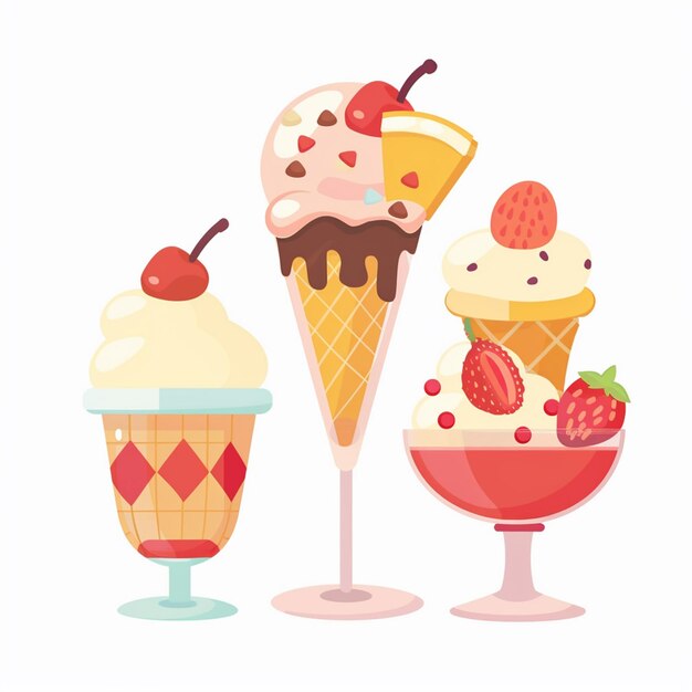 cream vector sweet food ice dessert illustration cone summer waffle isolated chocolate c