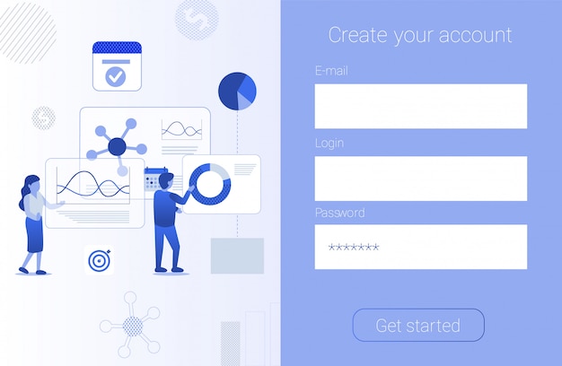 Vector create account form app advertising flat banner