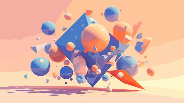 Vector creative 3d geometric shape on flat background