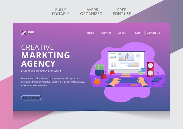 Creative agency Landing page design editable template