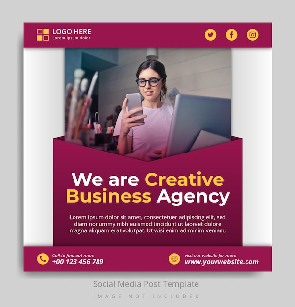 Creative business agency social media post template