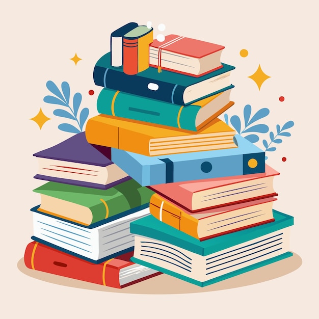 Vector creative and colorful education illustration with books and school supplies