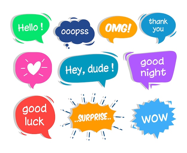 Vector creative colorful speech bubble vector set