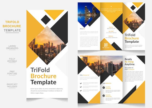 Creative corporate modern business trifold brochure and business flyer design template