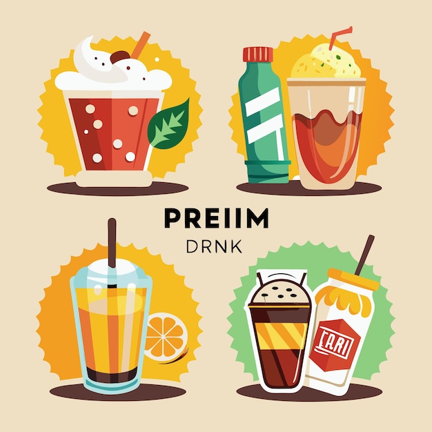 Vector creative drink and beverage icon designs unique illustrations for juice coffee and smoothie brands