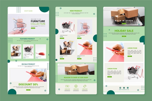 Vector creative ecommerce email template with photos