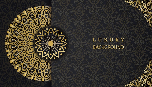 Vector creative luxury ornamental mandala design background in gold color. decorative greeting card.