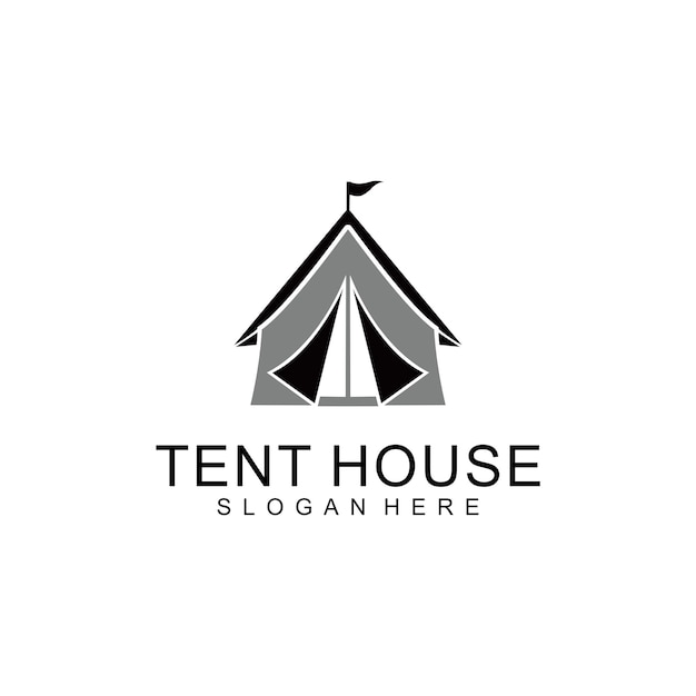 Creative modern tent house with logo design template