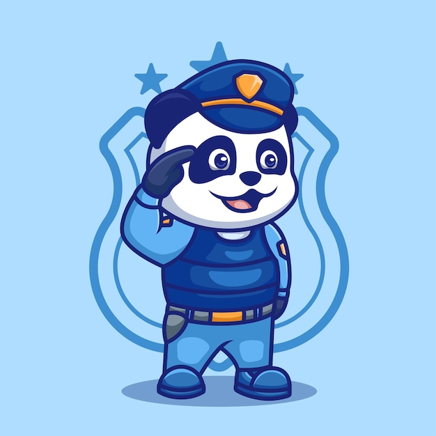 Creative Panda Police Cartoon Character Illustration Design