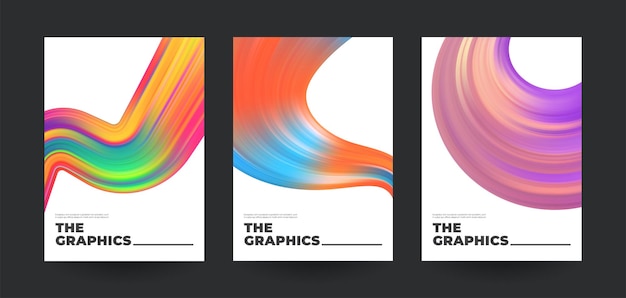 Vector creative posters set with wavy gradient shape vector illustration