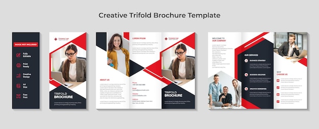 Creative and professional corporate business trifold brochure template.