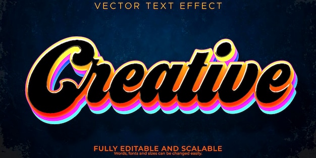 Vector creative text effect editable rainbow and party text style