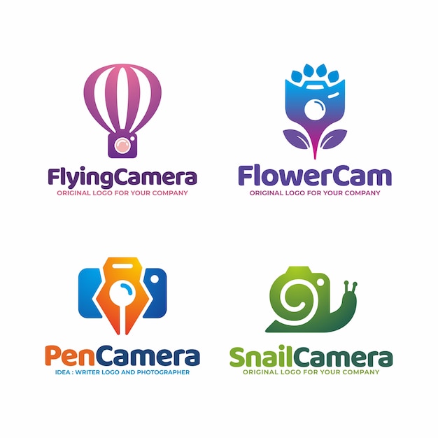 Creative unique camera logo template