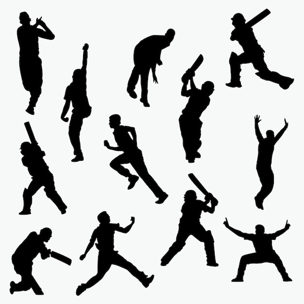 Cricket Players Silhouettes 