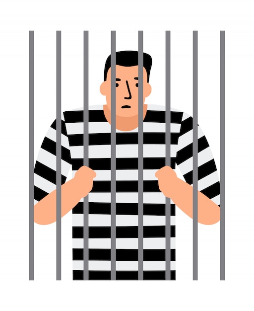 Criminal man in jail