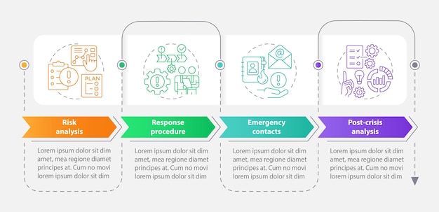 Vector crisis management plan rectangle infographic template