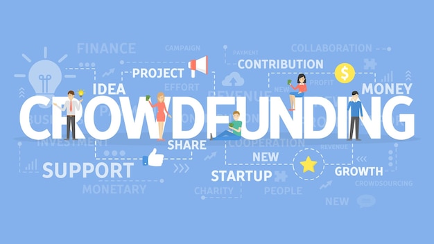 Crowdfunding illustartion concept Idea of sharing and donating money