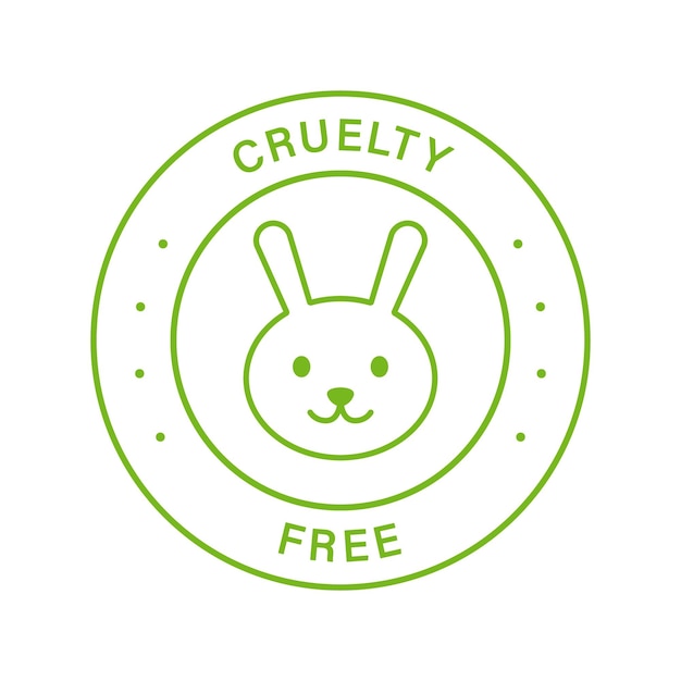 Vector cruelty free line green stamp no tested on animal beauty cosmetic makeup natural product outline