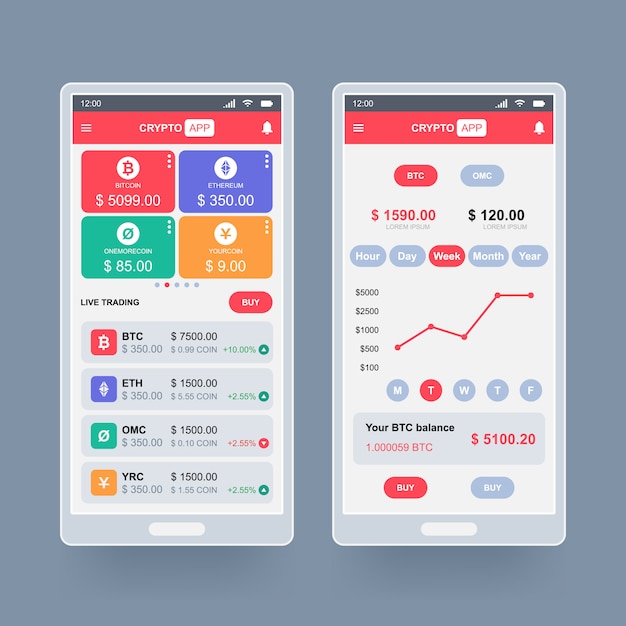 Cryptocurrency application design concept