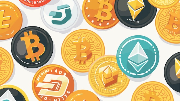 Vector cryptocurrency background concept in flat style vector illustration