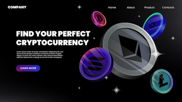 Cryptocurrency Website Banner Landing Page Template