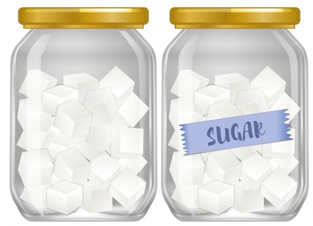 Cube sugar in jar