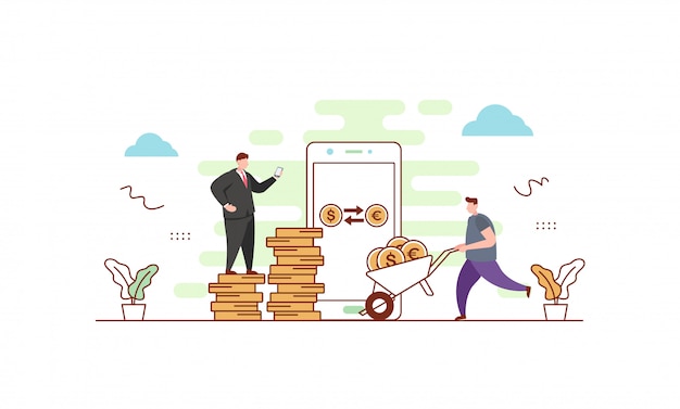 Vector currency exchange illustration