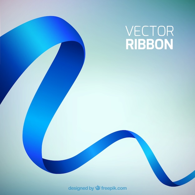 Vector curved ribbon in blue color