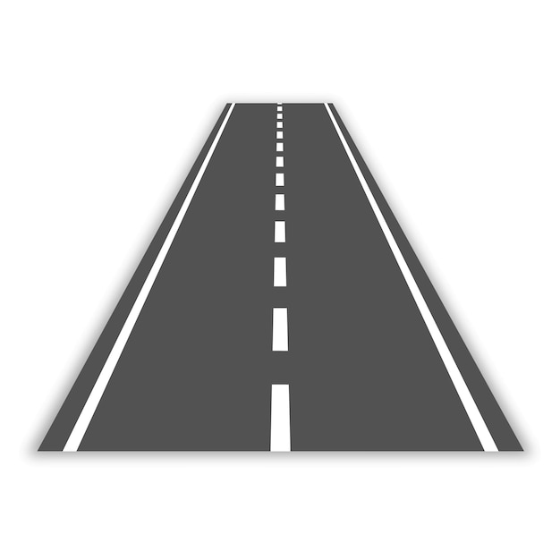 Curved road with white markings Vector illustration