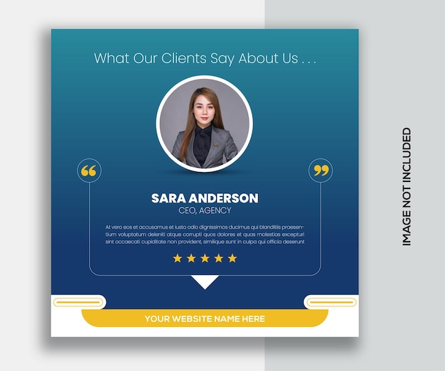 customer feedback testimonial social media post web banner design template