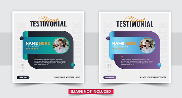 Customer feedback testimonial social media post web banner template