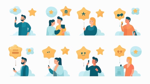 Vector customer review feedback and opinion icons set for business