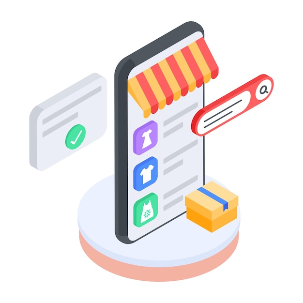 Customizable isometric icon of buy online