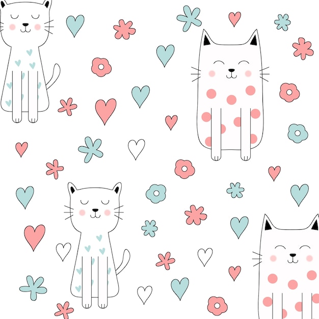 Cute adorable baby cat pattern