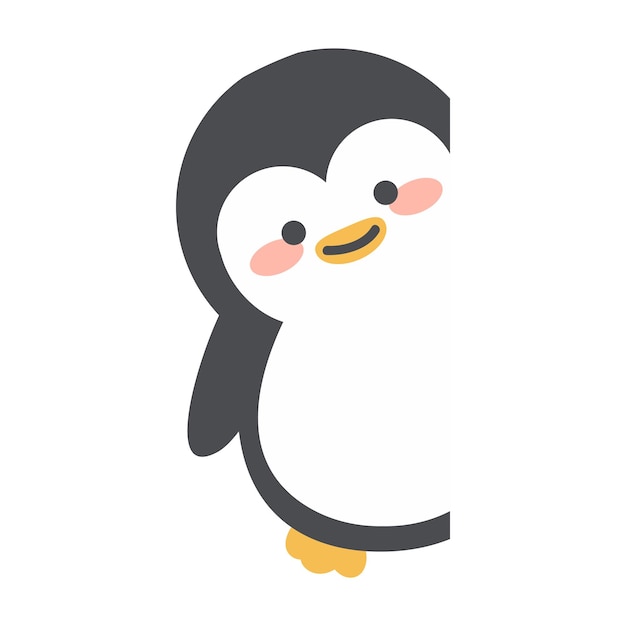 Vector cute adorable penguin with blank banner