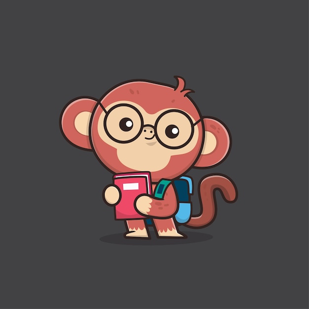 Cute Animal Monkey Back to School illustration