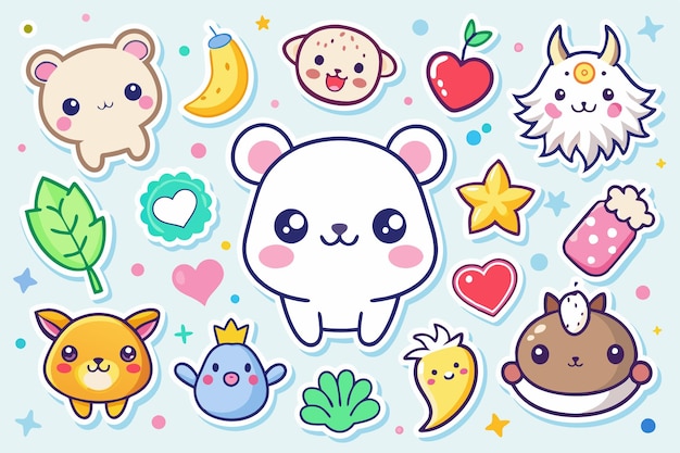 Vector cute animal stickers